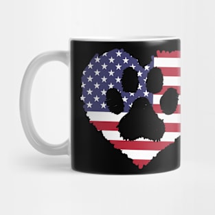 Dog Paw Print American Heart Pet Paw Flag USA Patriotic Mug